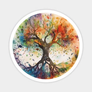 Tree of Life Elemental Magic Spiritual Watercolor Art Magnet