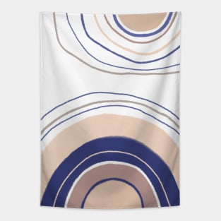 Abstract Boho Arches - Blue and Beige Tapestry