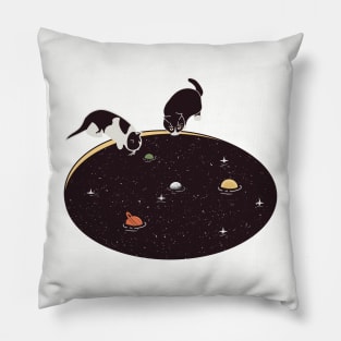 Cat in the pond universe Pillow