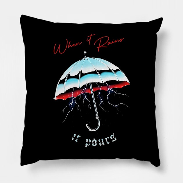 Rain Pours Pillow by OlyGhenDan