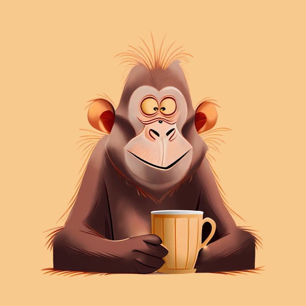 monkey with cup by ArtificialBeaux