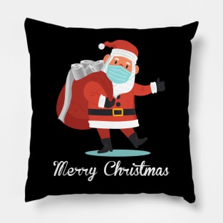 Santa With Face Mask And Toilet Paper Gift Funny Christmas 2020 Pillow