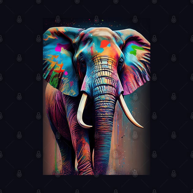 Colorful Elephant in Pop Art Style - A Fun And Playful Art Design For Animal lovers by Whimsical Animals