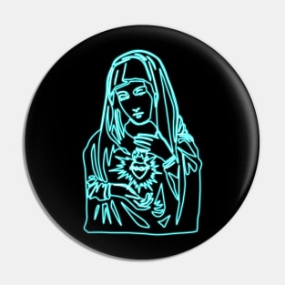 Virgin Mary (blue neon) Pin