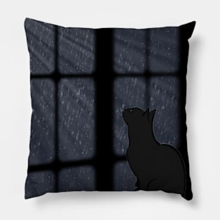 cat look to the rain Pillow