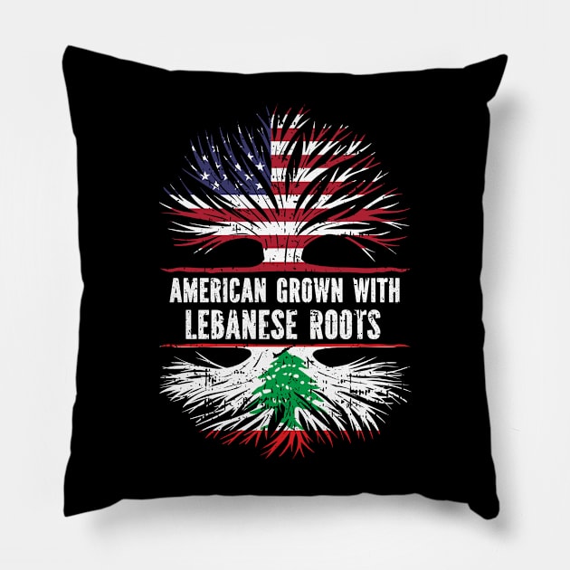 American Grown with Lebanese Roots USA Flag Pillow by silvercoin