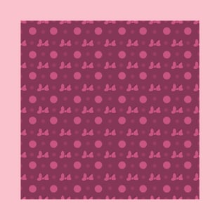 Pink Mini Bow & Polka Dot Pattern T-Shirt