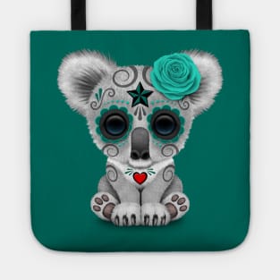Teal Blue Day of the Dead Sugar Skull Baby Koala Tote