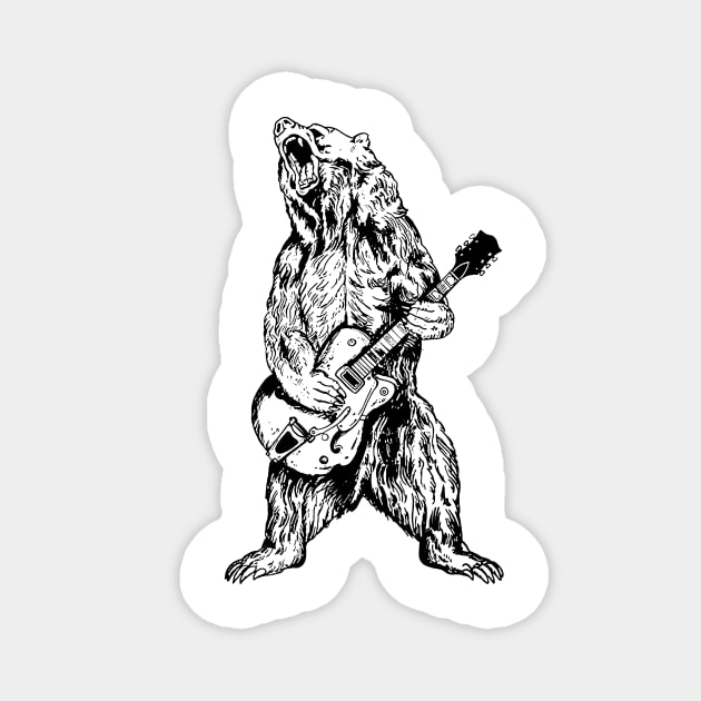Cute Bear Playing Guitar Magnet by Rumsa