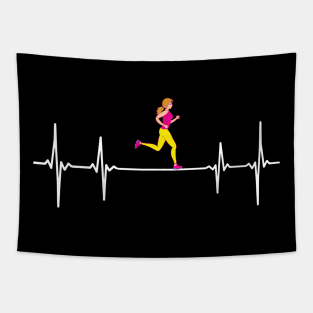 Cool Running Girls Heartbeat EKG gift Tapestry