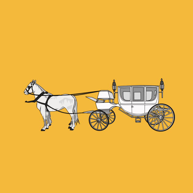 Wedding horse & carriage cartoon illustration by Miss Cartoon