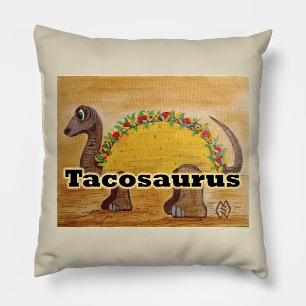 Tacosaurus fun Pillow by Matt Starr Fine Art