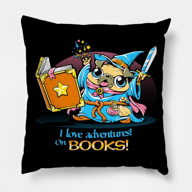 I Love Adventures! On Books. Pillow by Tobe_Fonseca