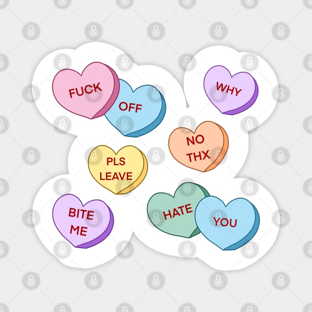 Rude Candy Hearts Pattern Magnet by scrambledpegs