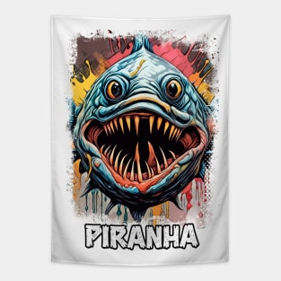 Piranha Amazon River Monster fish Modern Fantasy Art Illustration Tapestry