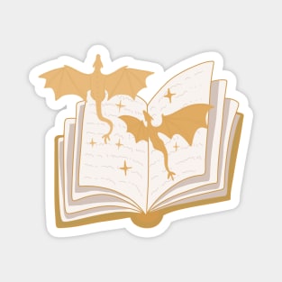 Golden dragons and a book (for book lovers, dragon lovers and fantasy readers) Magnet