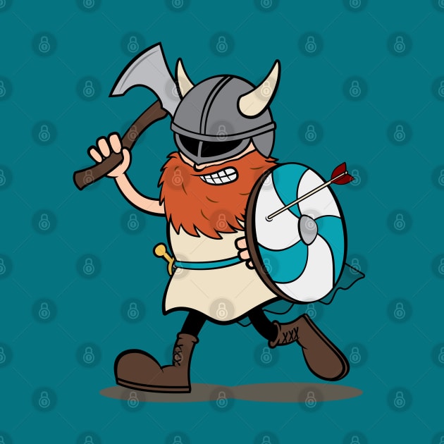 Viking Berserker Cartoon (Player 5 / teal) by Koyaanisqatsian