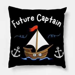 In Future To Be Captain Sailboat Sailing Sea Kids Pillow