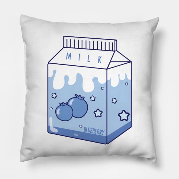 Japanese aesthetics kawaii blueberry milk Pillow by Japanese Designs