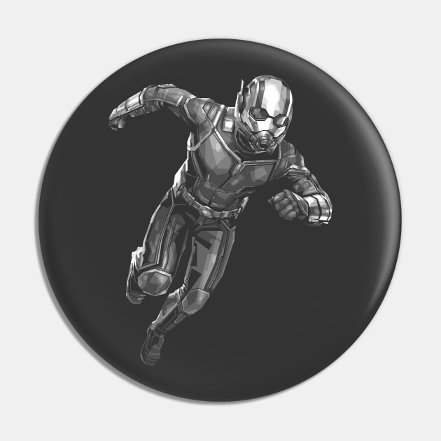 Ant Man in Action Black & White Pin by Paradox Studio