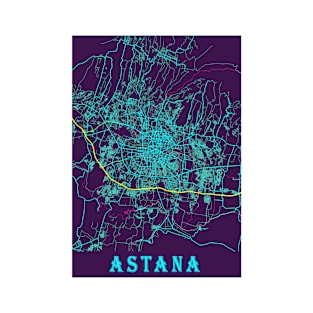 Astana Neon City Map, Astana Minimalist City Map Art Print T-Shirt