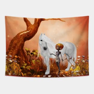 Wonderful unicorn with fairy Tapestry