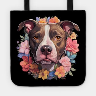 Pitbull Dog Flower Tote