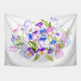 colorful pansies arrangement watercolor Tapestry