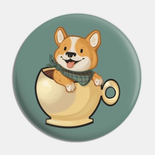 Corgi Puppuccino Pin