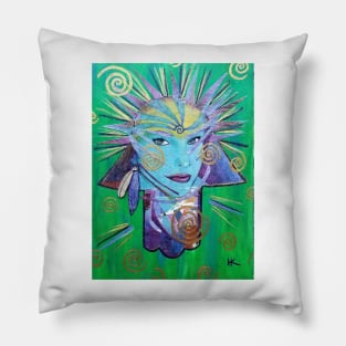 THE GODDESS WITHIN HAMSA by Harriette Knight Pillow