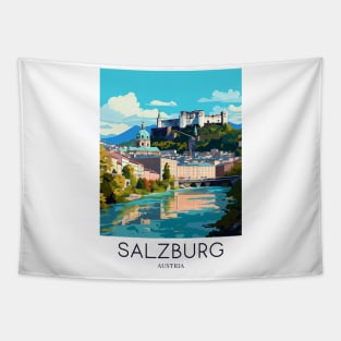 A Pop Art Travel Print of Salzburg - Austria Tapestry