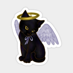 Halloween Black Kitten Dressed In Angel Costume Magnet