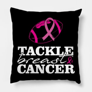 Tackle Breast Cancer Football Pink Ribbon Heart Love Pillow