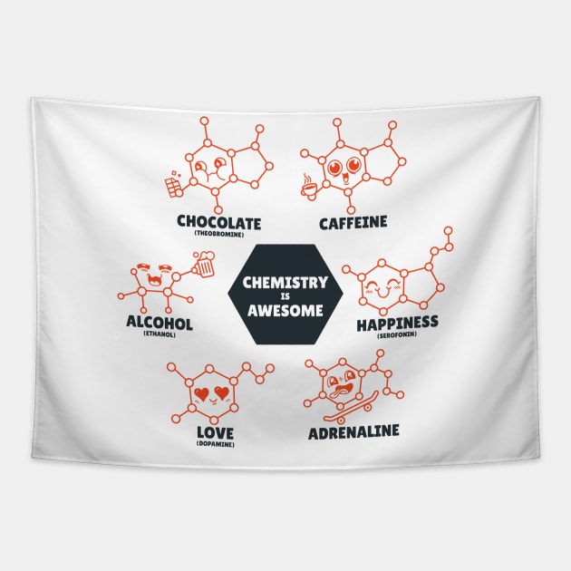 "Chemistry is Awesome" Cute Molecules Tapestry by HiFi Tees