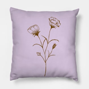 Lisianthus flower botanical line drawing in lavender Pillow