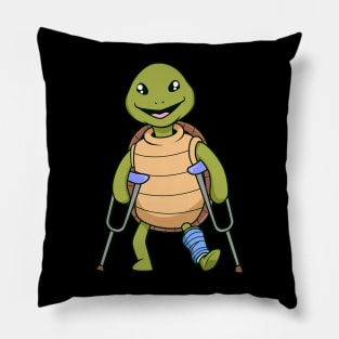 On crutches - cartoon turtle Pillow