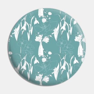 Flowers pattern with leafs in pastel color line art. Pin