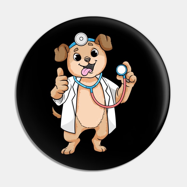 Dog as Doctor with Stethoscope Pin by Markus Schnabel