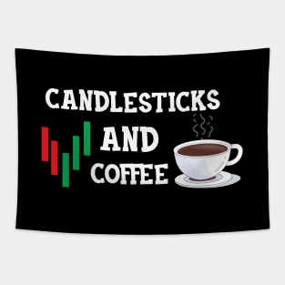 Trader - Candlesticks and Coffee Tapestry