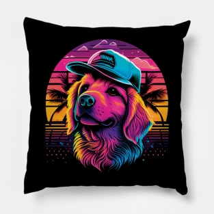 Golden retriever in cap Pillow