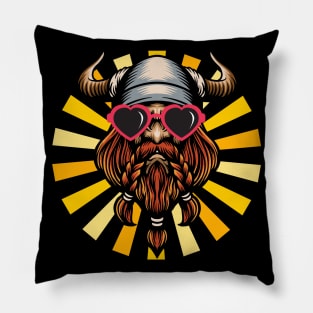 Viking with Heart Sunglasses in the Sun Pillow