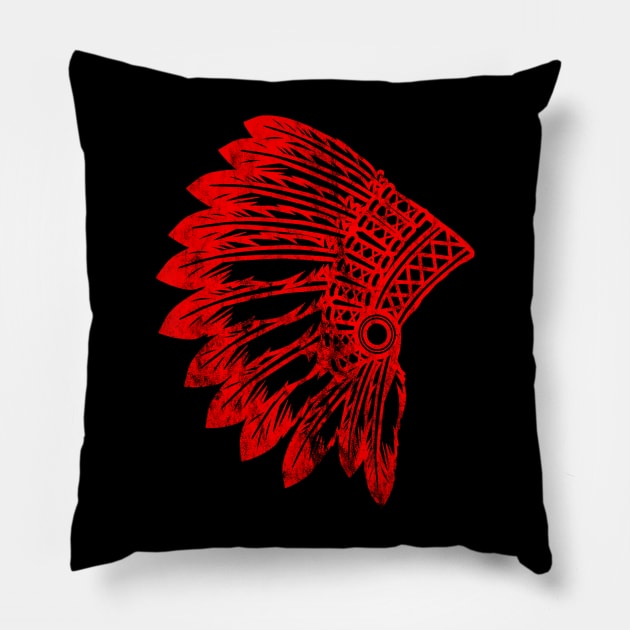 Native American Feather Headdress Indian Tribes Pride Pillow by everetto