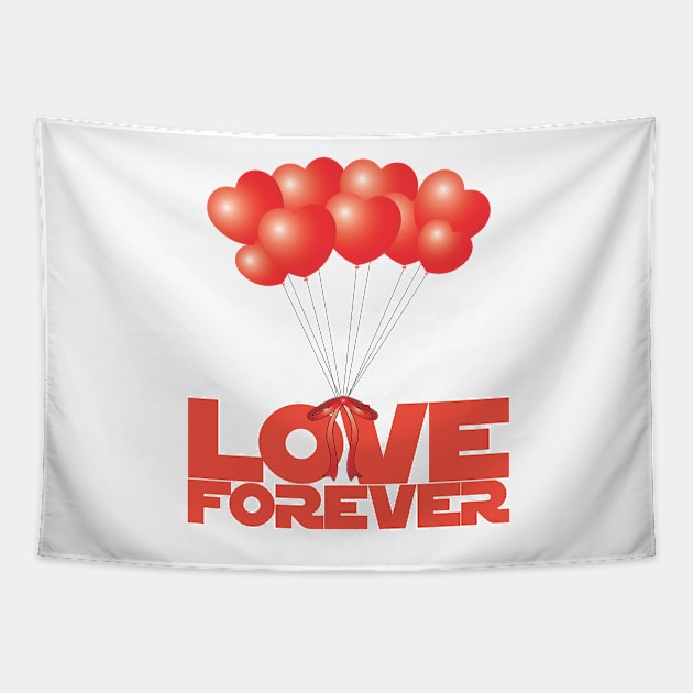 Love Forever with Heart Balloons - Love Forever Tapestry by ro83land