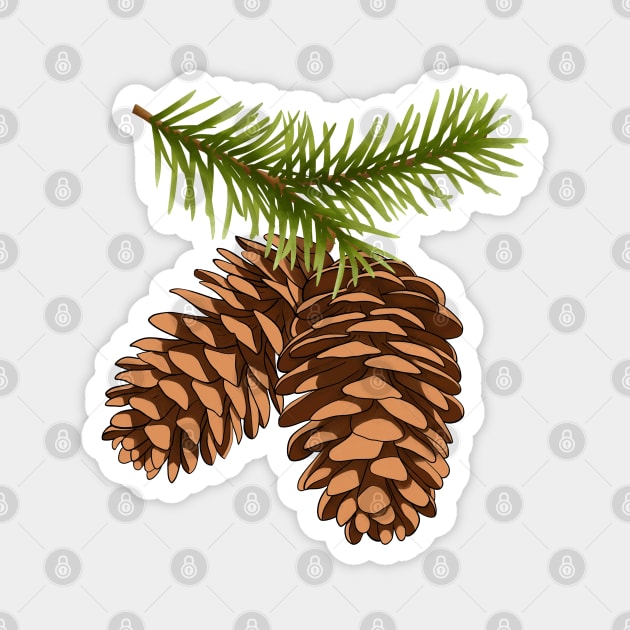 Evergreen Pine Cone Pattern Magnet by Kraina