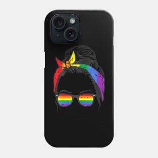 Women's Gay Mom Messy Hair Bun LGBTQ Pride Phone Case