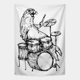 SEEMBO Sea Lion Playing Drums Drummer Drumming Band Tapestry