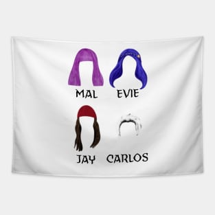 Mal, Evie, Jay and Carlos Hair profiles Tapestry