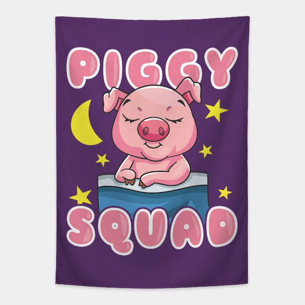 Piggy Squad Pigs Farm Animals Tapestry by E