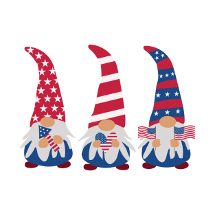 Cute Gnomes Celebrating independence day Patriotic T-Shirt