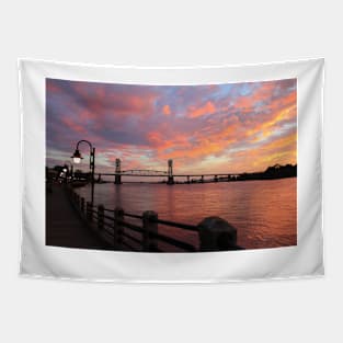 Cape Fear Bridge Sunset Tapestry